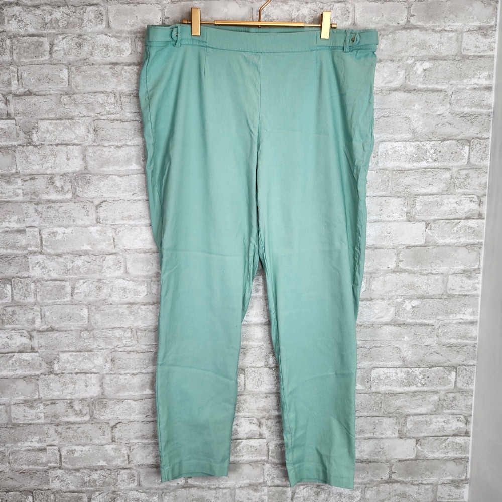 Violets & Roses Pants Mint Green Stretch Waist Career Trousers 16W
